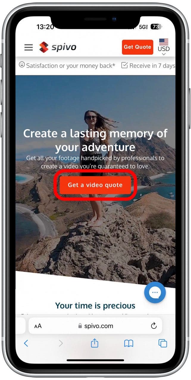 Next, tap Get a video quote.
