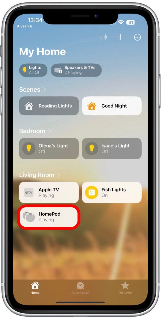 Tap the HomePod or group of HomePods.