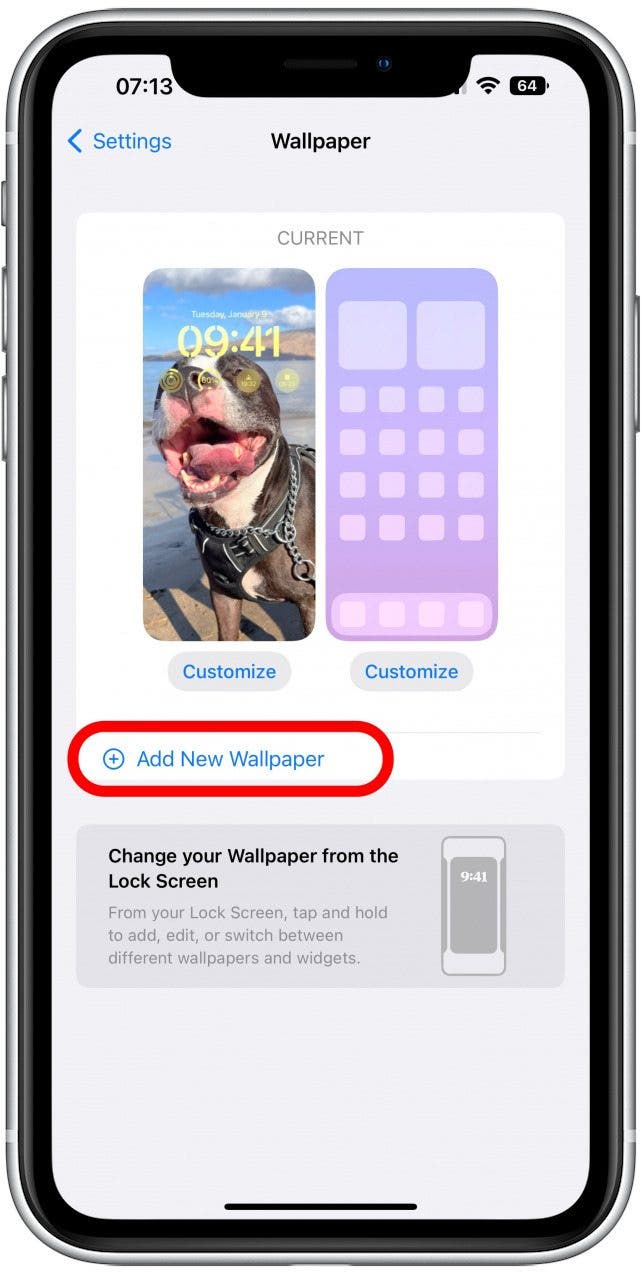 Select Add New Wallpaper.