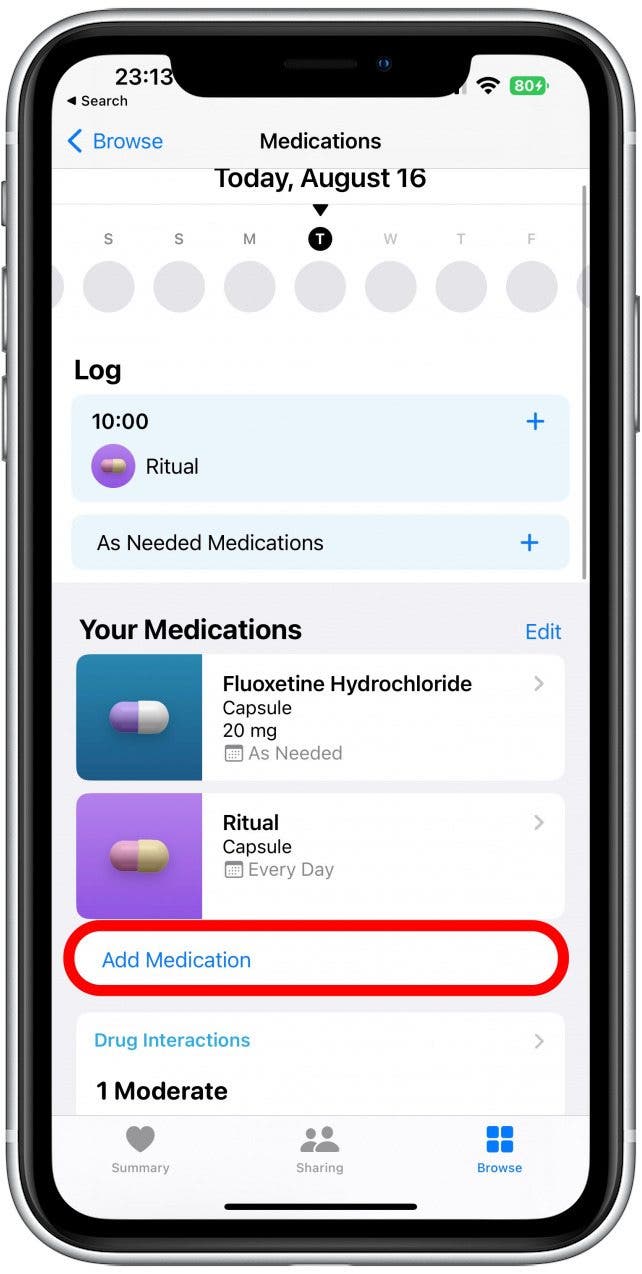 Tap Add Medications.