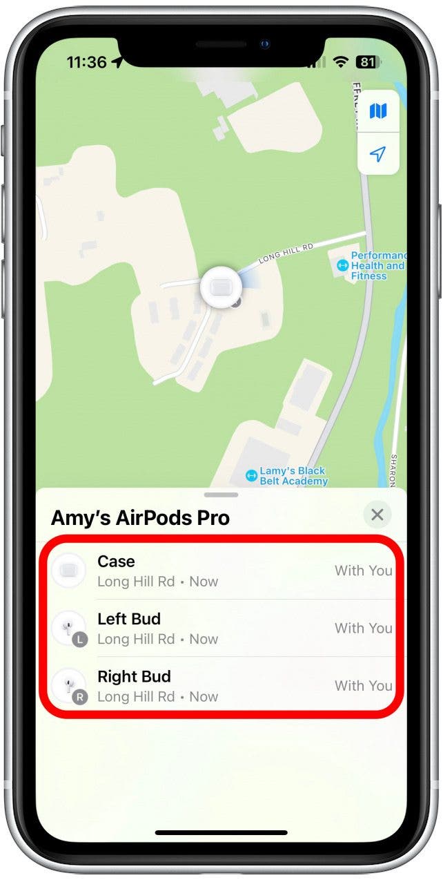 choose case, left bud or right bud track airpods