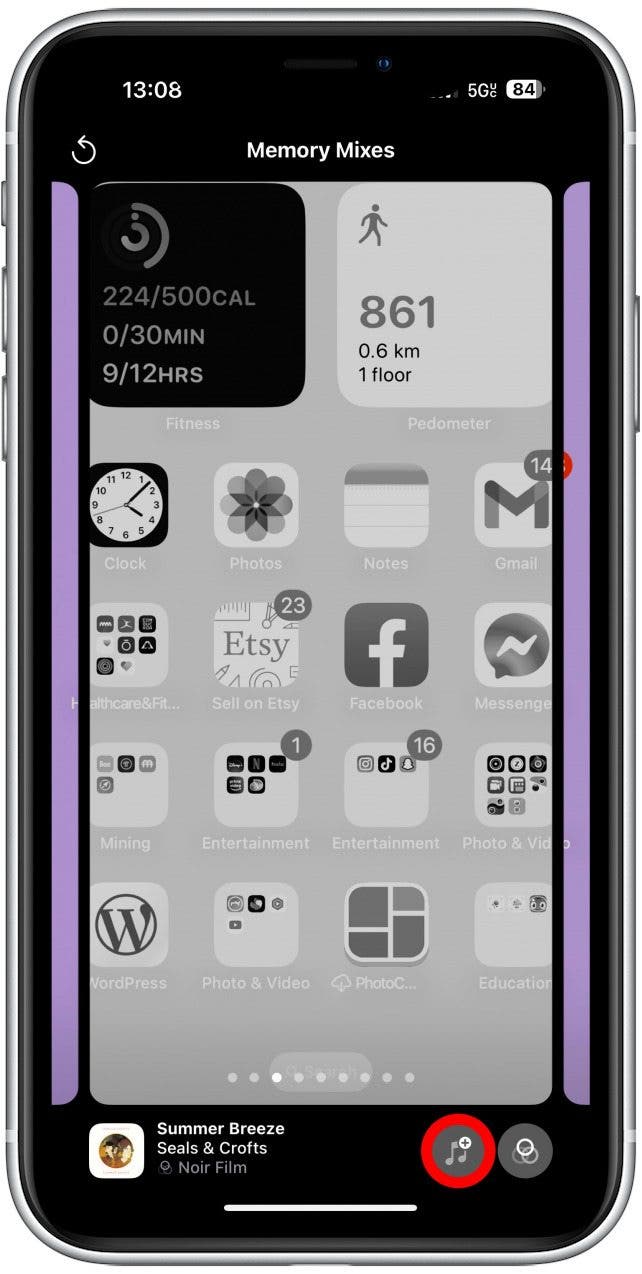 Tap the Music icon with a plus symbol.