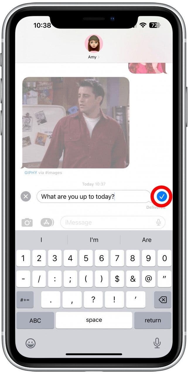 Tap the check mark when you are done, and your edit will be sent without a confirmation. 