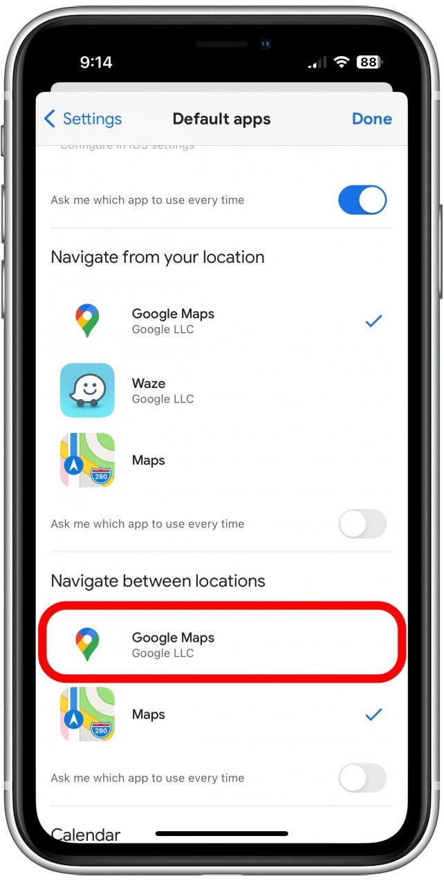 select Google Maps how to set google maps as default on iphone