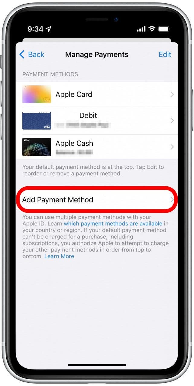 change family payment method