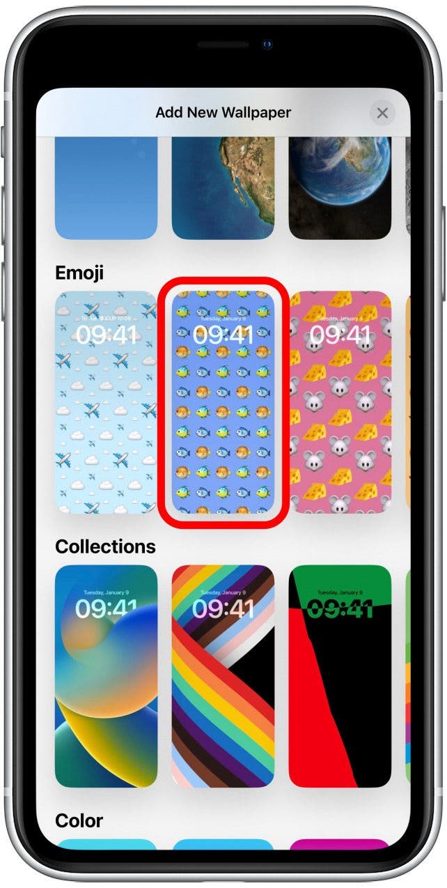 Tap on a wallpaper to select or customize it.
