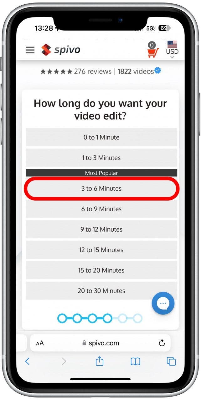 The most common is 3-6 minutes, which I will select. 