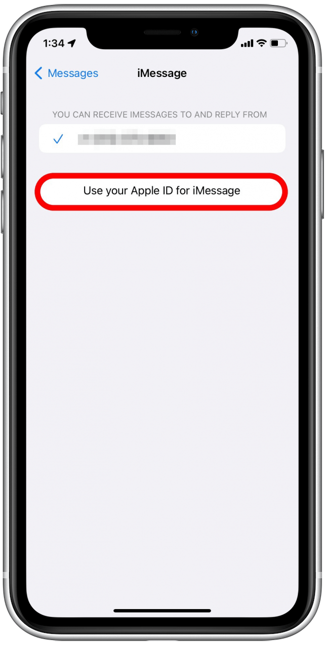 Tap Use Apple ID for iMessage