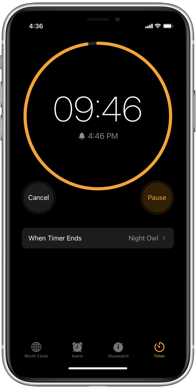 Timer screen