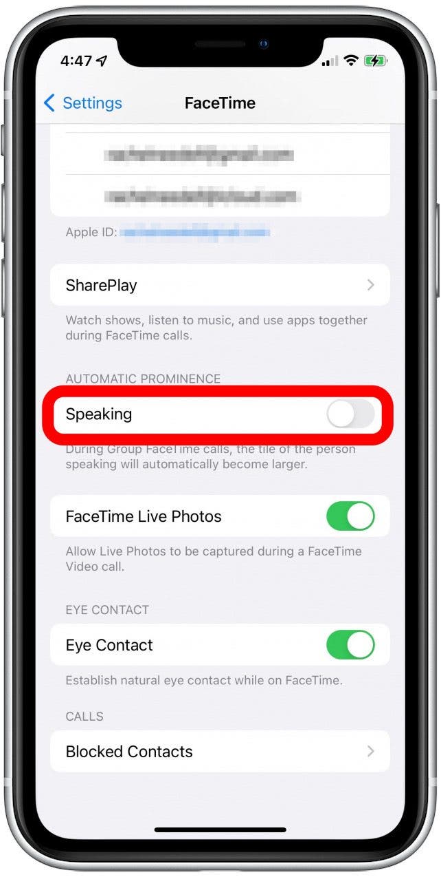 Toggle the feature off. It will appear green when activated and gray when turned off. 