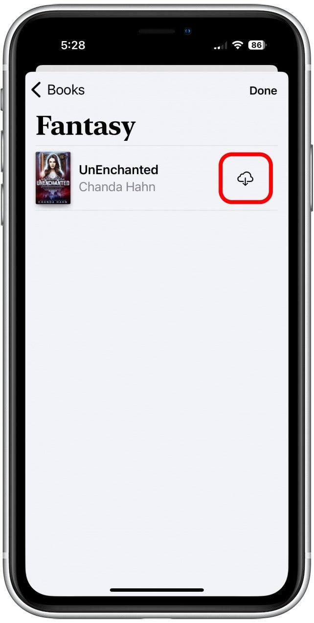 Select a book and then tap the Download button.