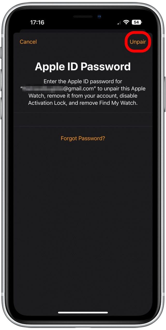 my existing apple watch won't pair with new phone