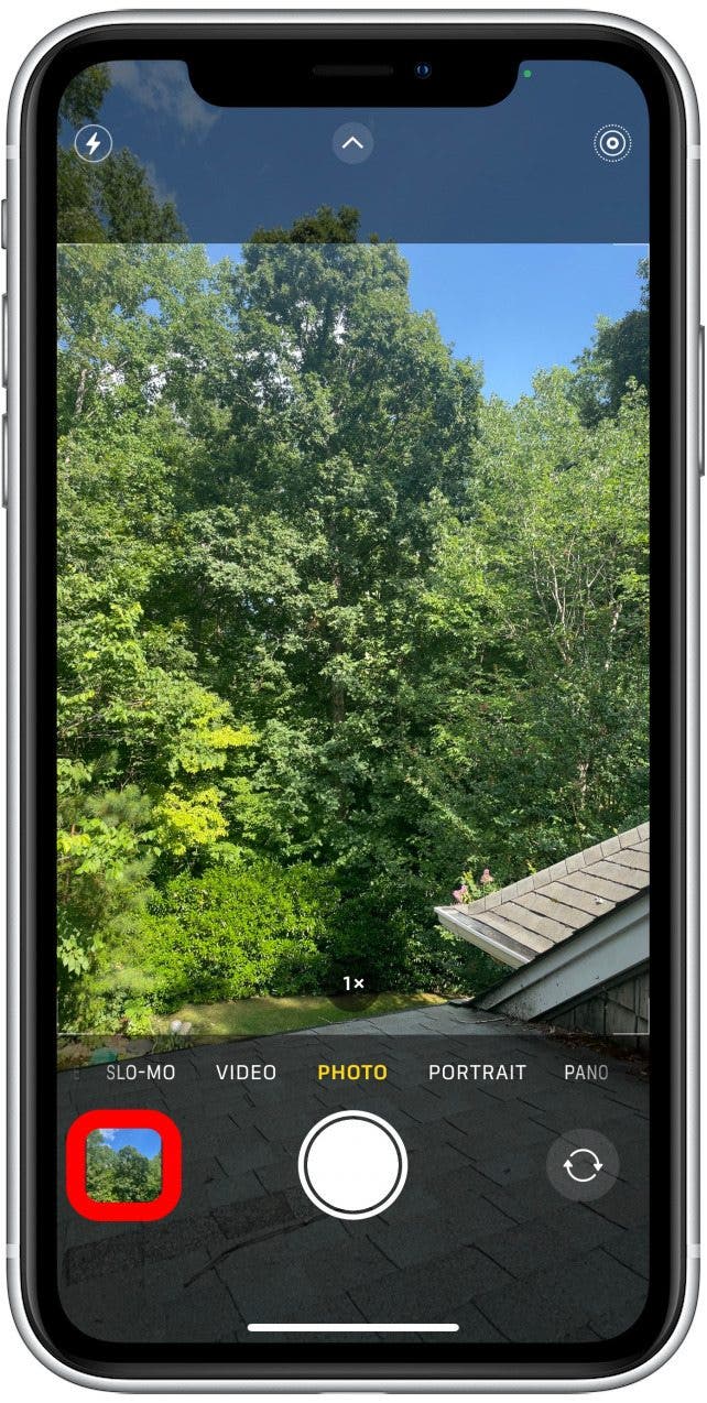 Tap the thumbnail of the photo in the bottom left corner to view it.