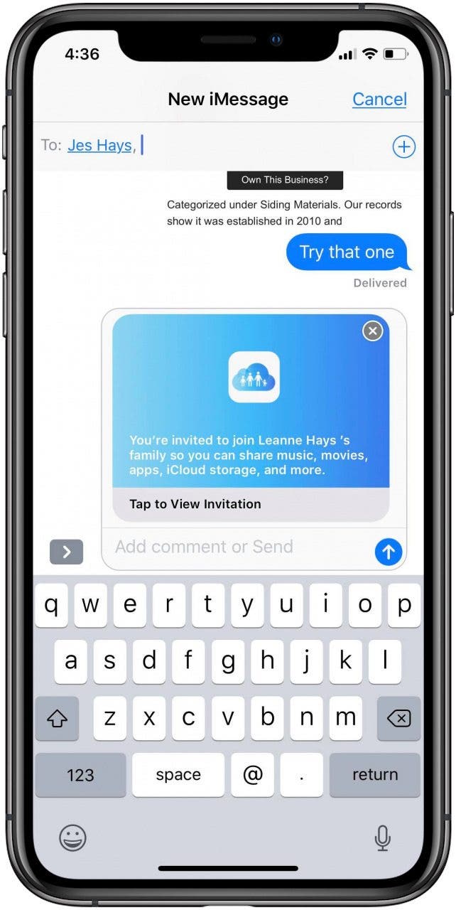 How to Send & Accept Family Sharing Invitations on Your iPhone (Updated ...