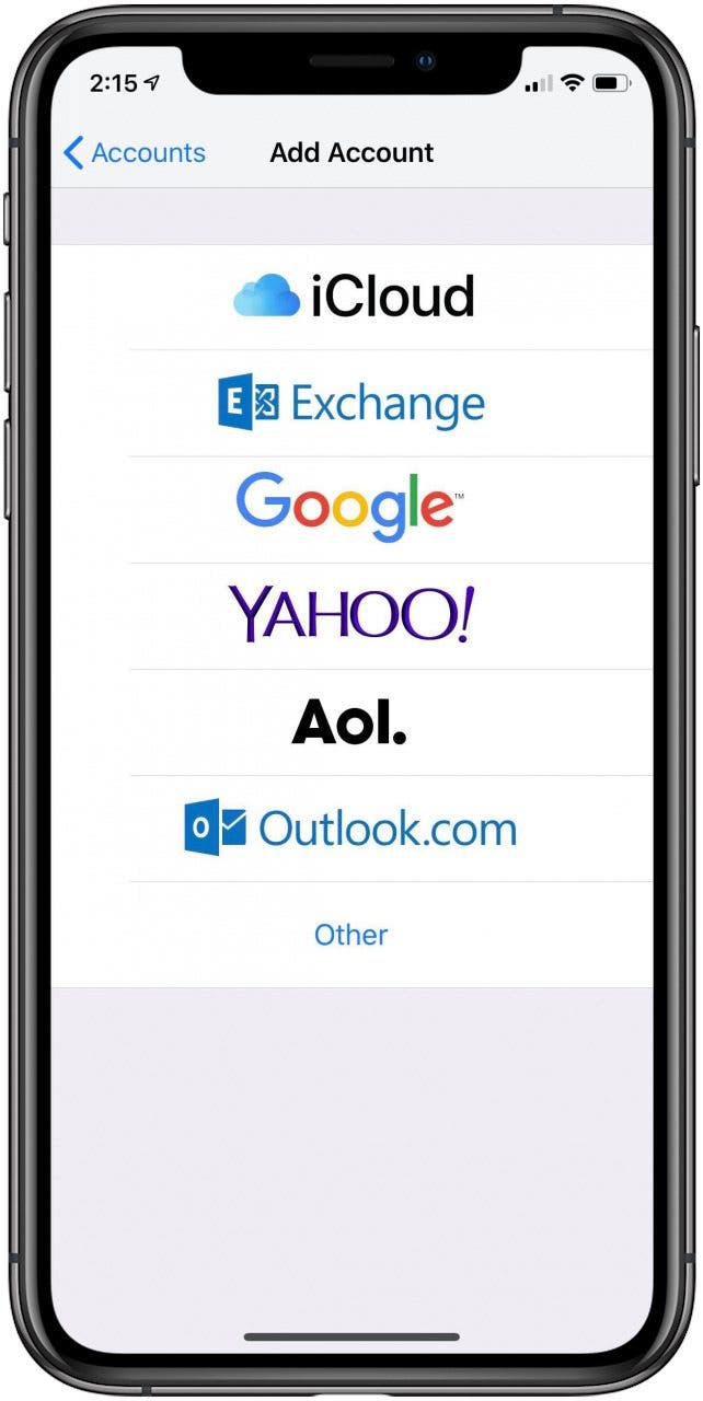 how to add an email account on iphone