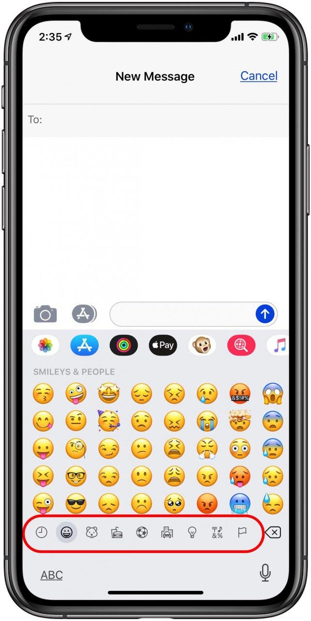 emoji category menu