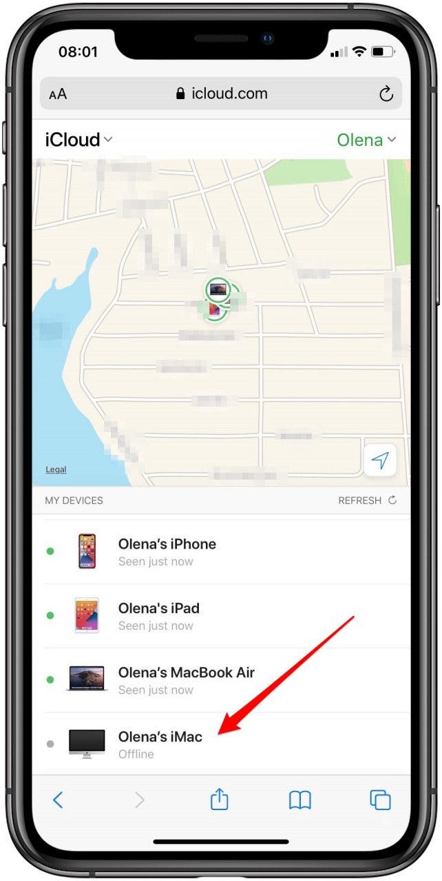 Select the device you want to remove Activation Lock from