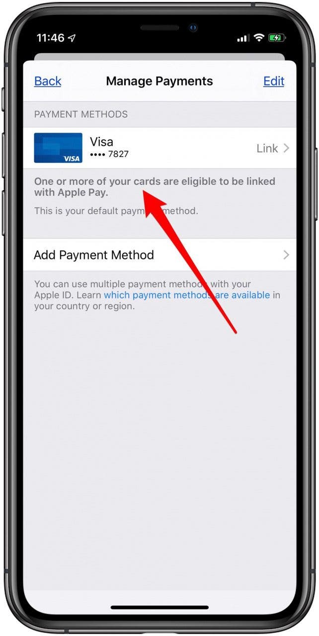 apple id payment method in settings