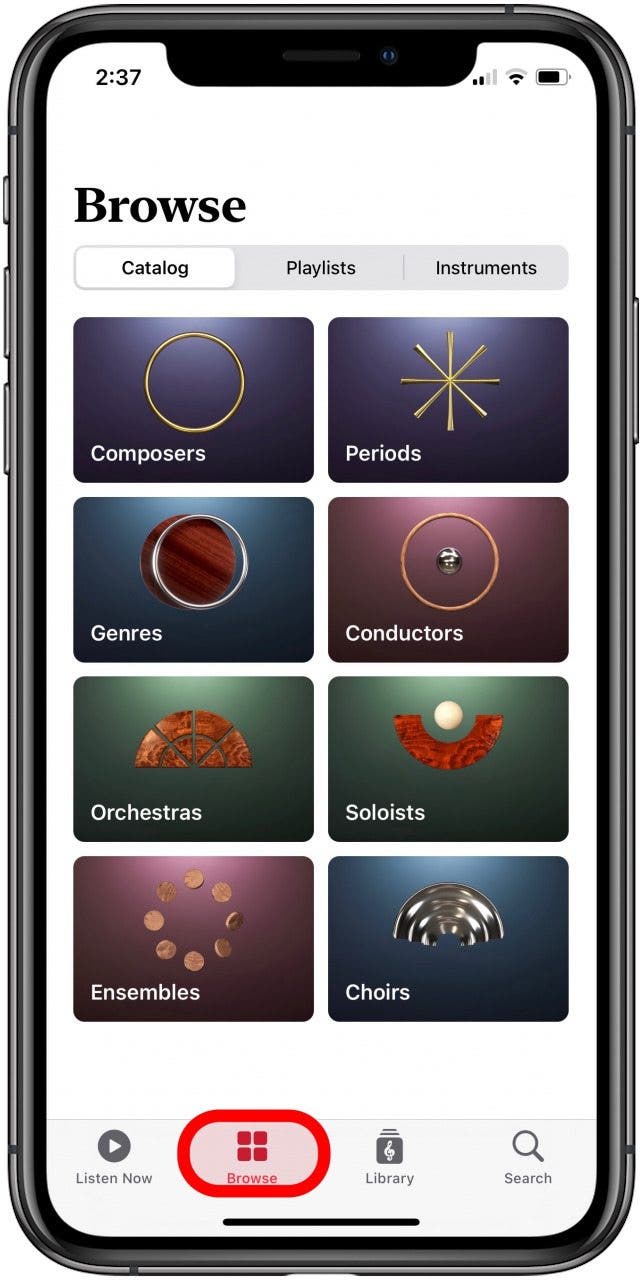 apple music classical app browse tab