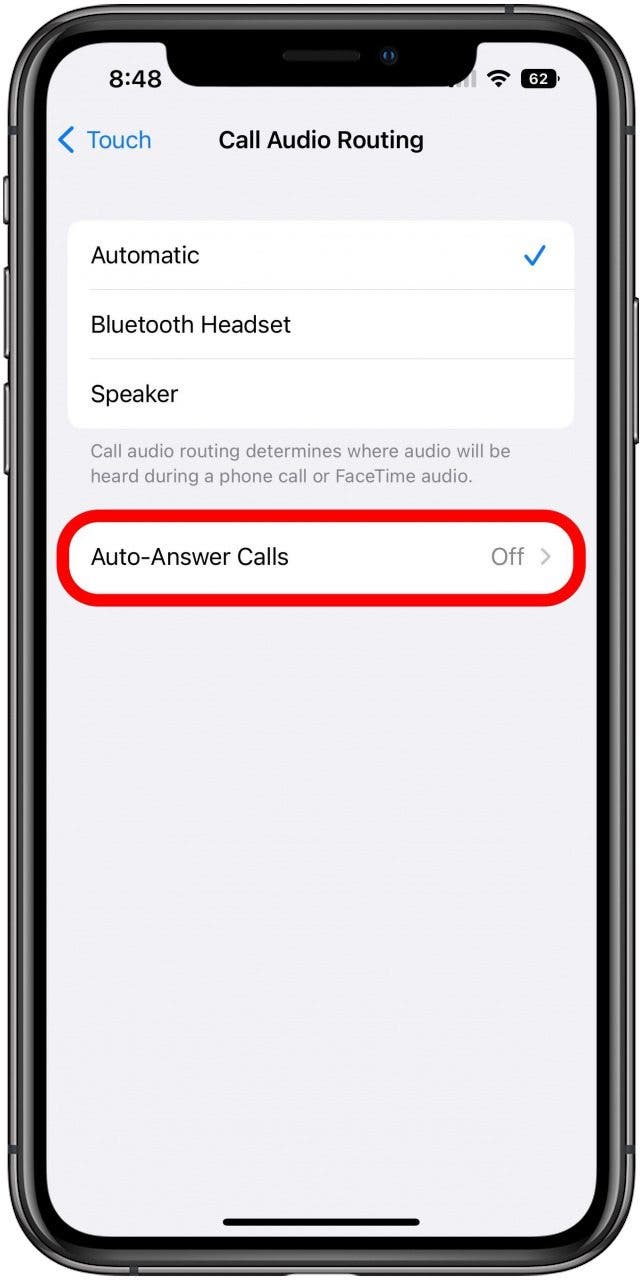 Call Audio Routing Settings with the Auto-Answer Calls option marked.