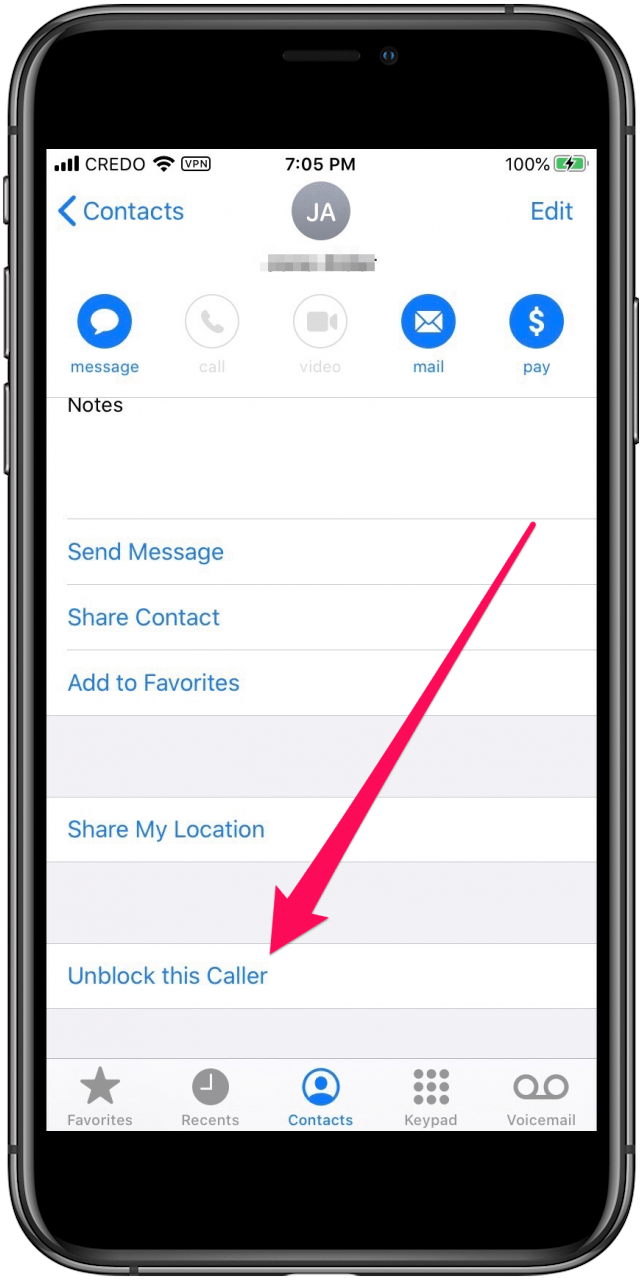 unblock a caller on iphone