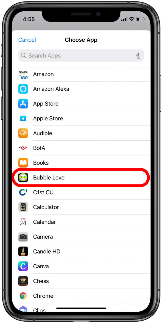Select the app you're creating a new icon for
