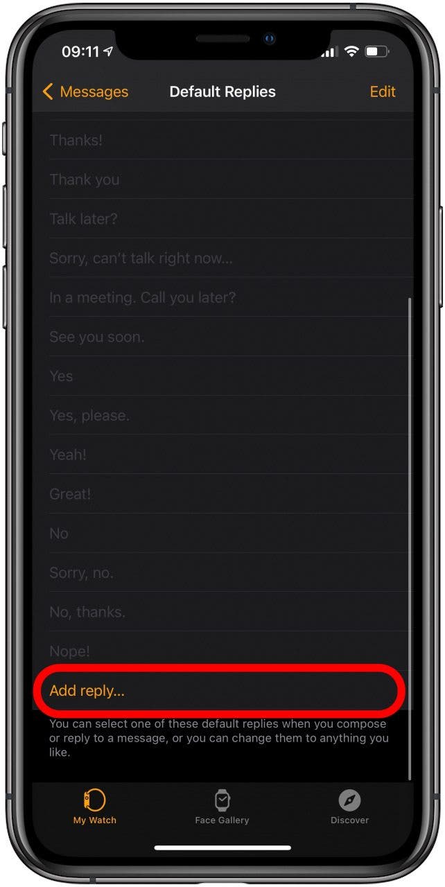 Scroll down and tap Add reply….