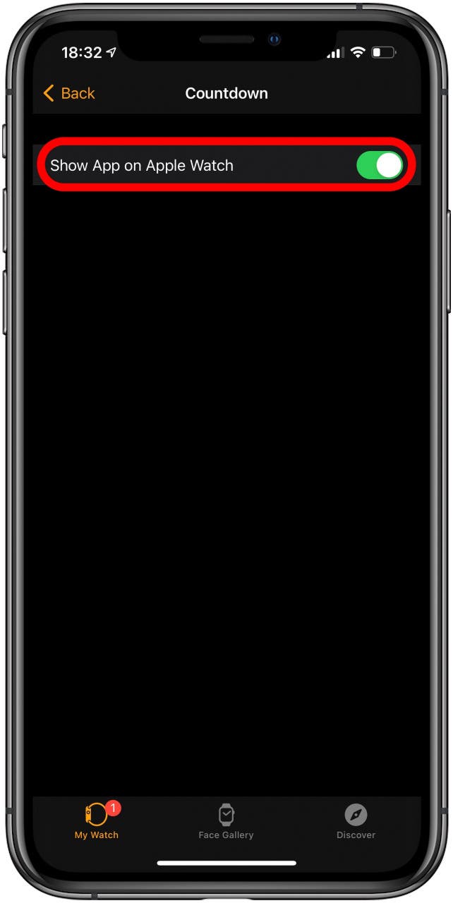 Toggle to turn off Show App on Apple Watch.