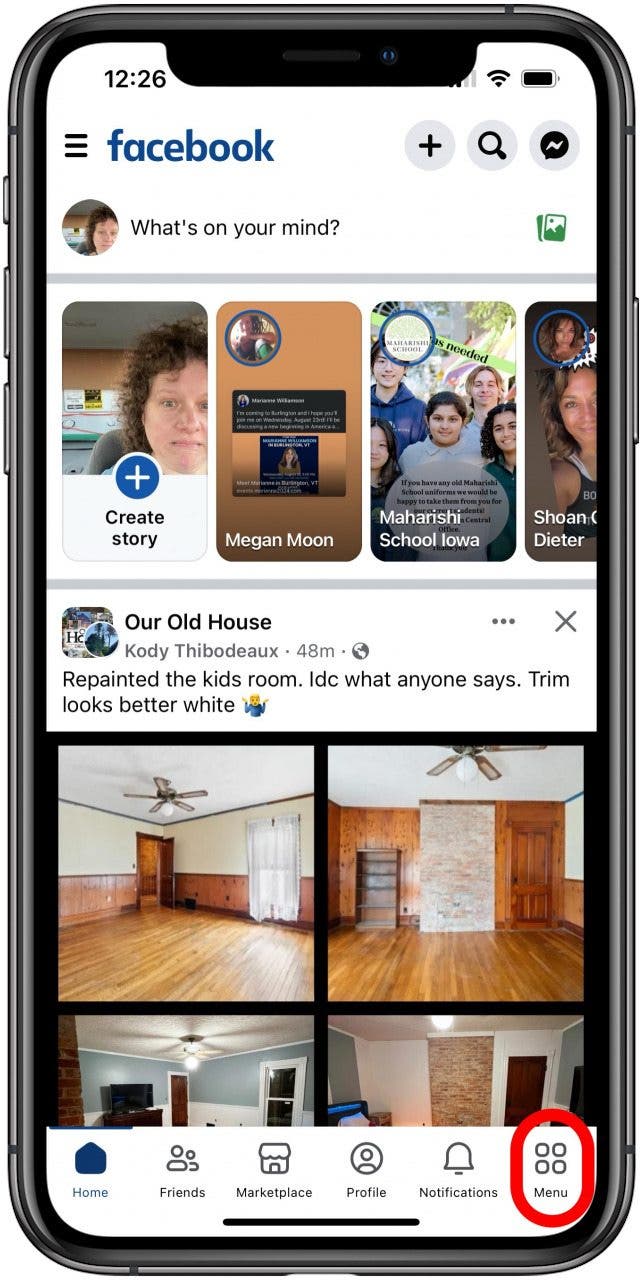how to change privacy settings on facebook tap menu icon