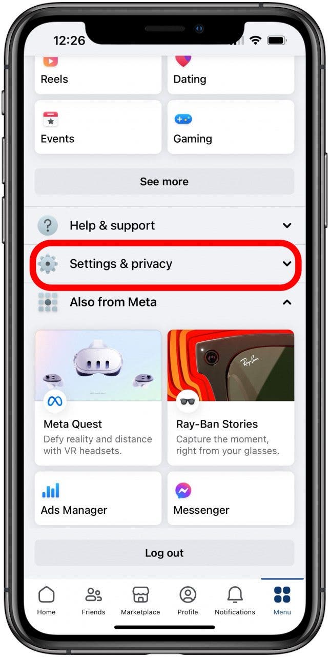 how to change privacy settings on facebook tap settings and privacy