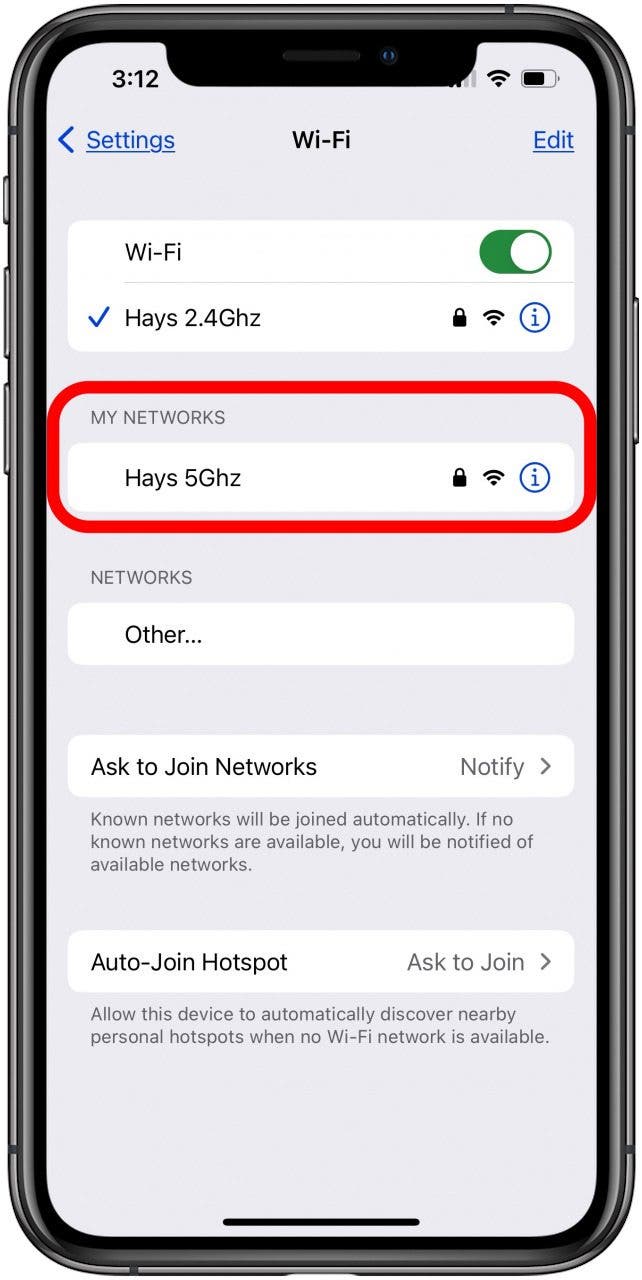how to change wifi frequency on iphone