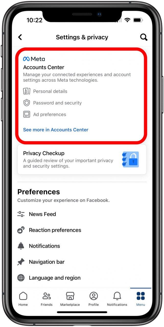 how to delete facebook account on iphone tap accounts center