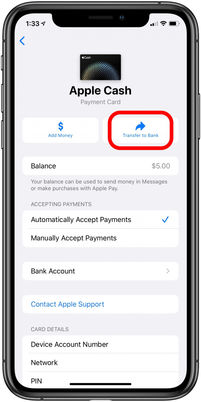 Apple pay shop transfer to bank