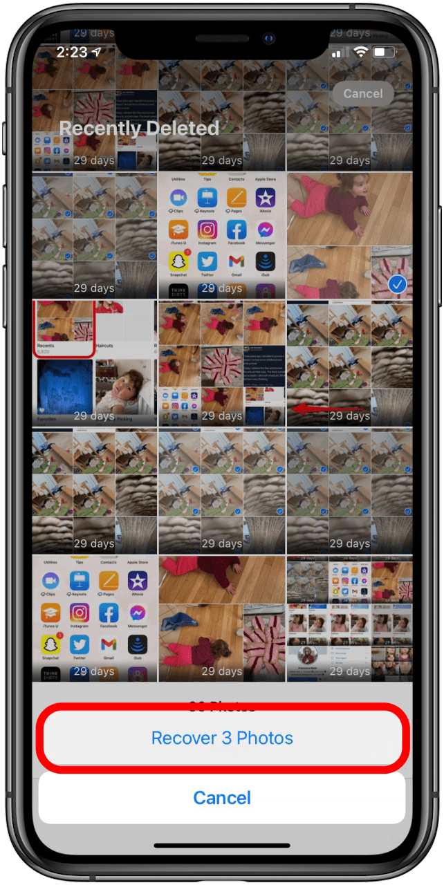 confirm how many photos you want to recover