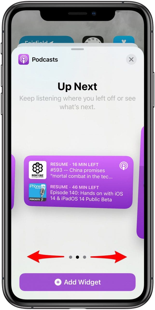 how to add widgets: the widget selection screen
