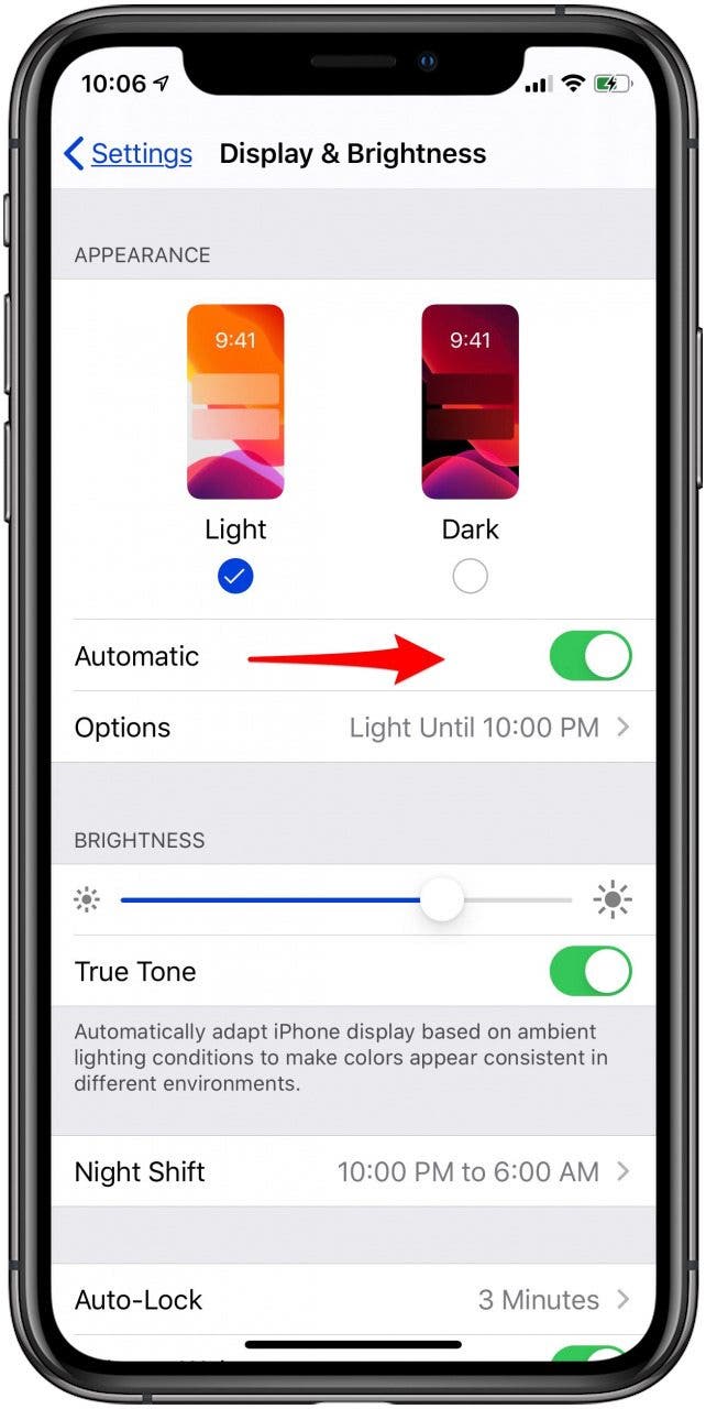 How do I schedule dark mode on my iPhone?