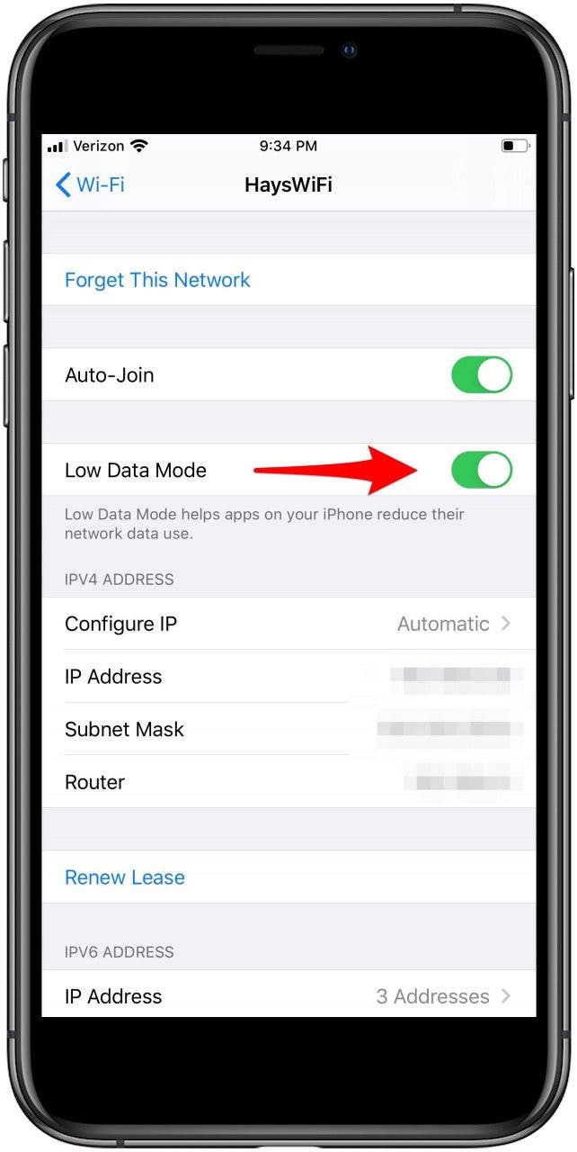 low data mode iphone
