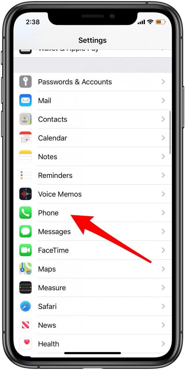 iphone phone settings