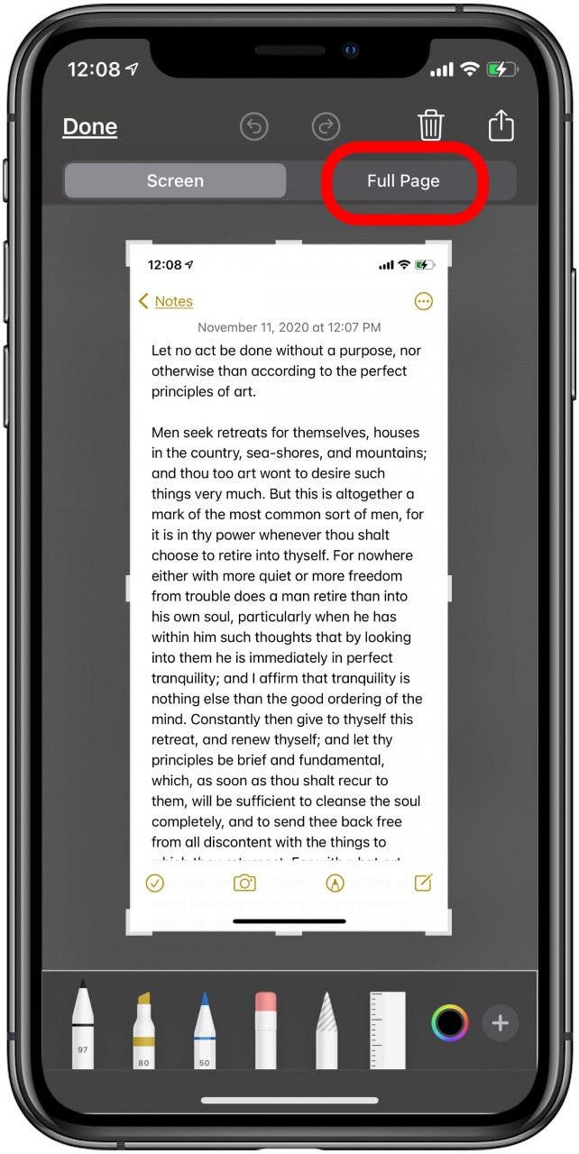 How to Screenshot (Screen Capture) a Full Page in the Notes App on an ...