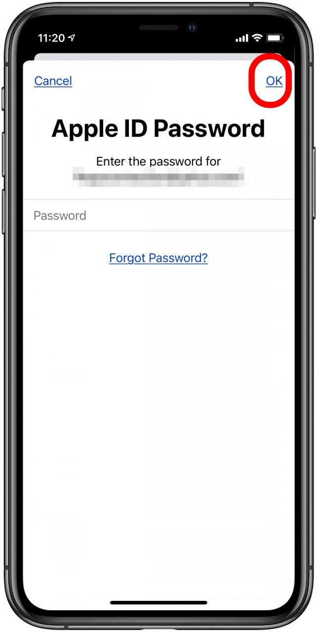 enter your apple id password