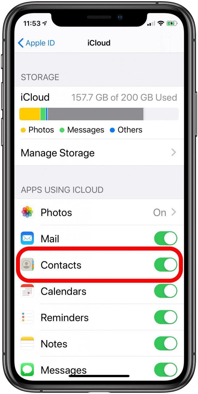 sync iPhone contacts with iCloud