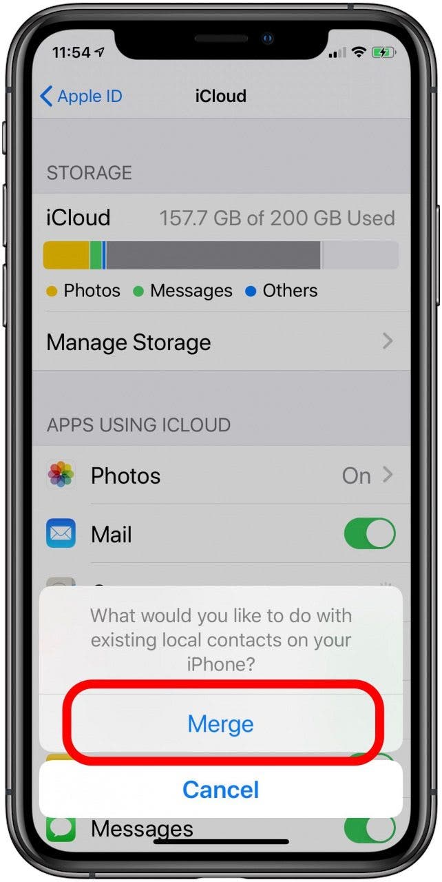 sync iPhone contacts with iCloud