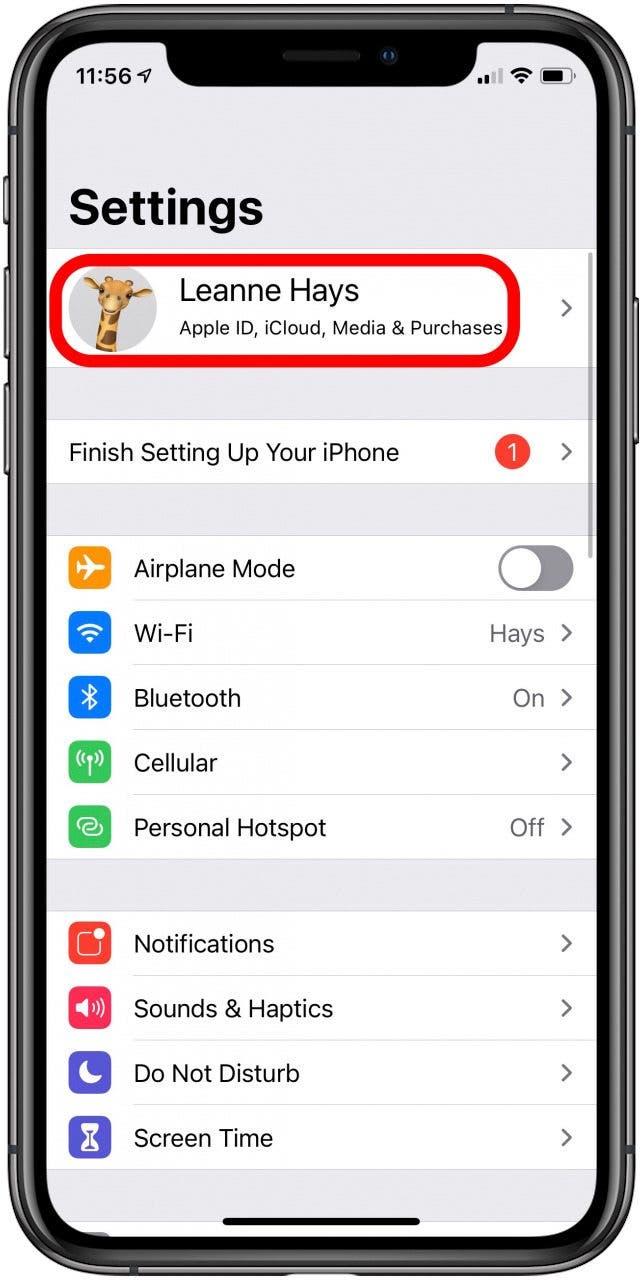 banner at top of settings app
