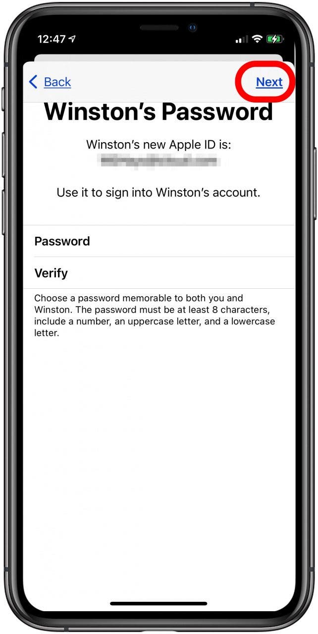create apple id password