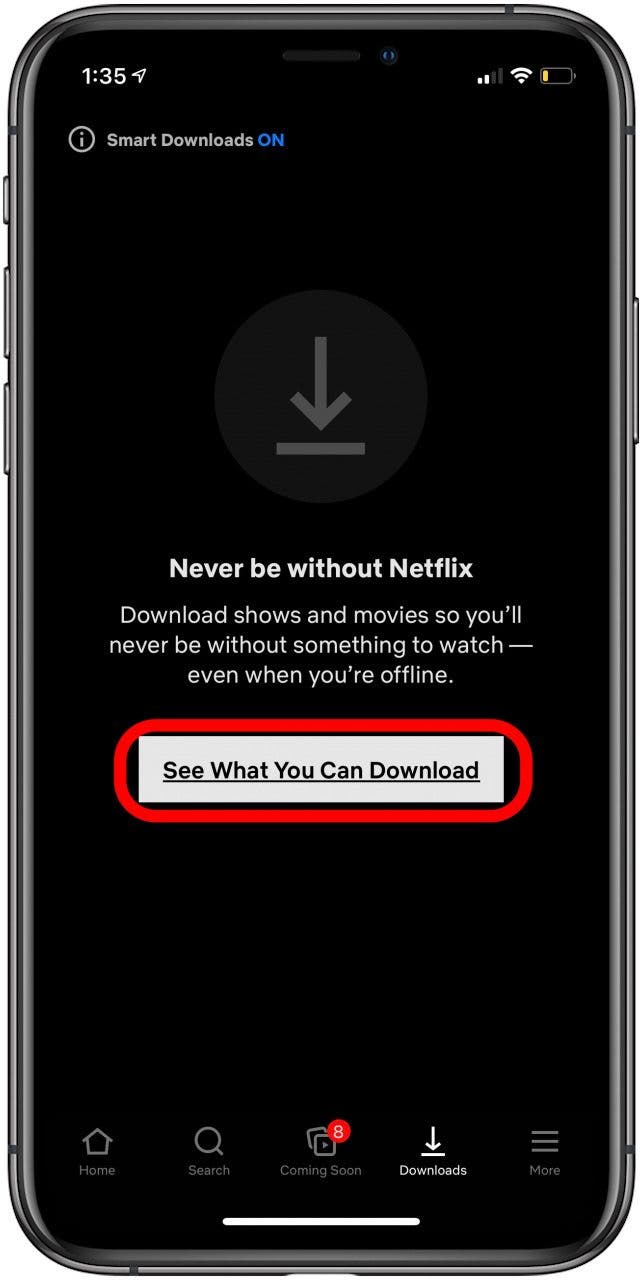 Download shows or movies to watch offline