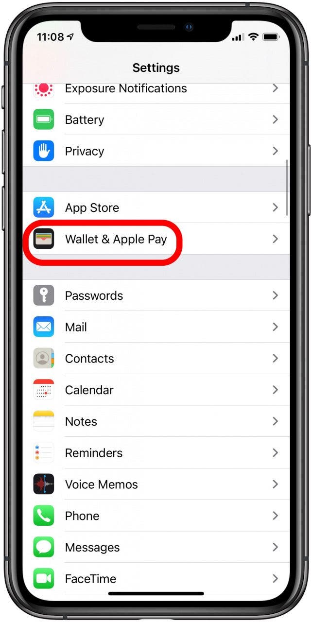 нажмите кошелек и Apple Pay