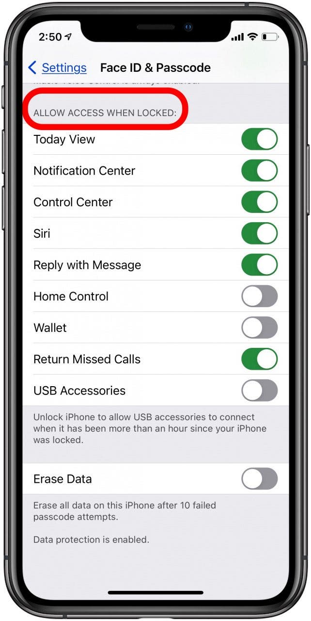 iphone 6 lock screen settings