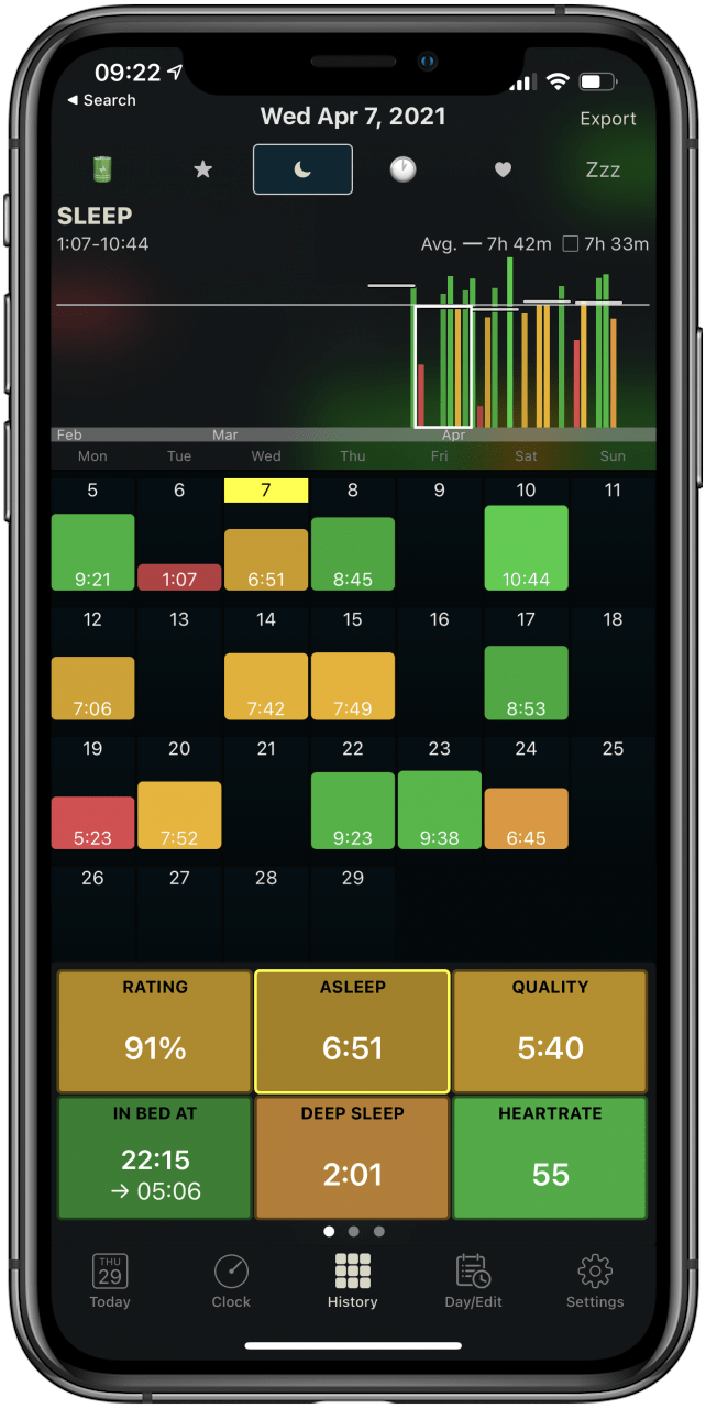 AutoSleep app for sleep tracking.
