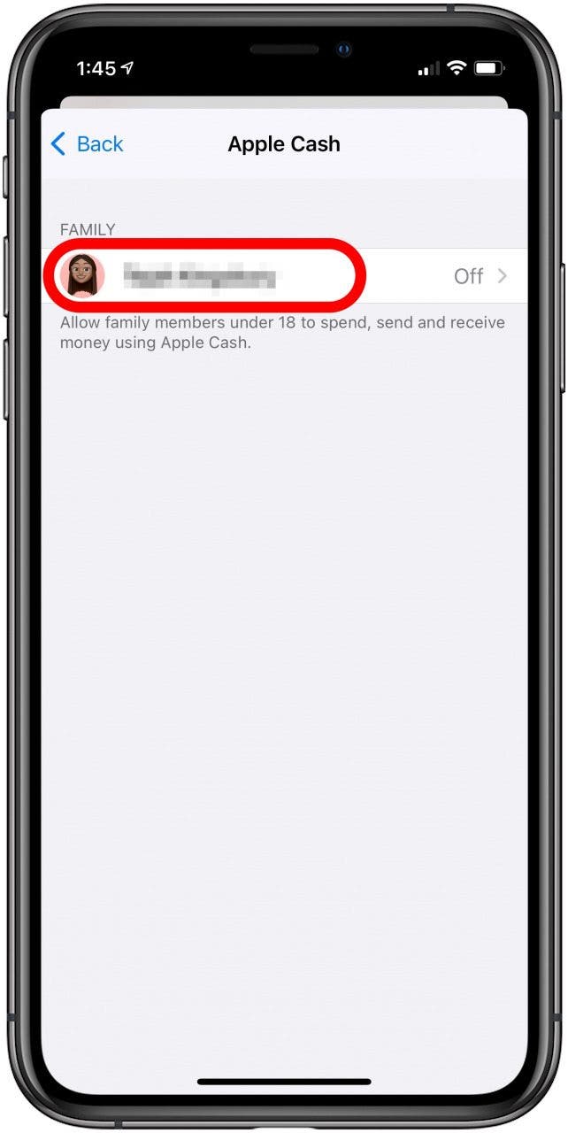 tap the child's name