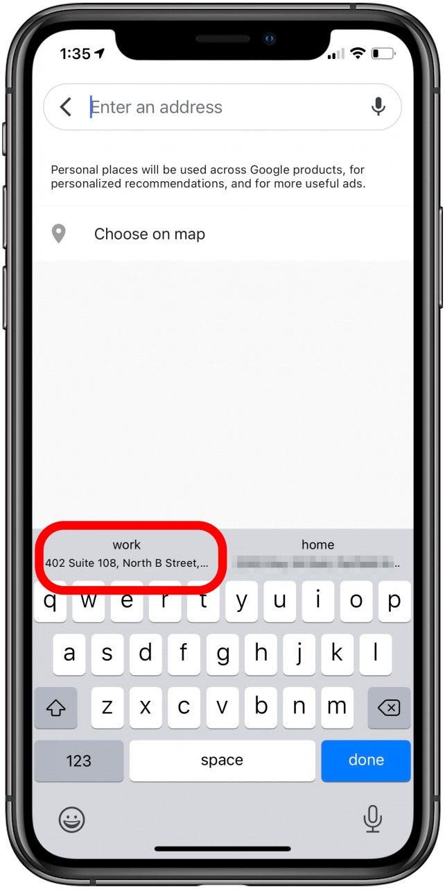 введите свой рабочий адрес